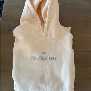Pink Palm Puff Cream Hoodie
